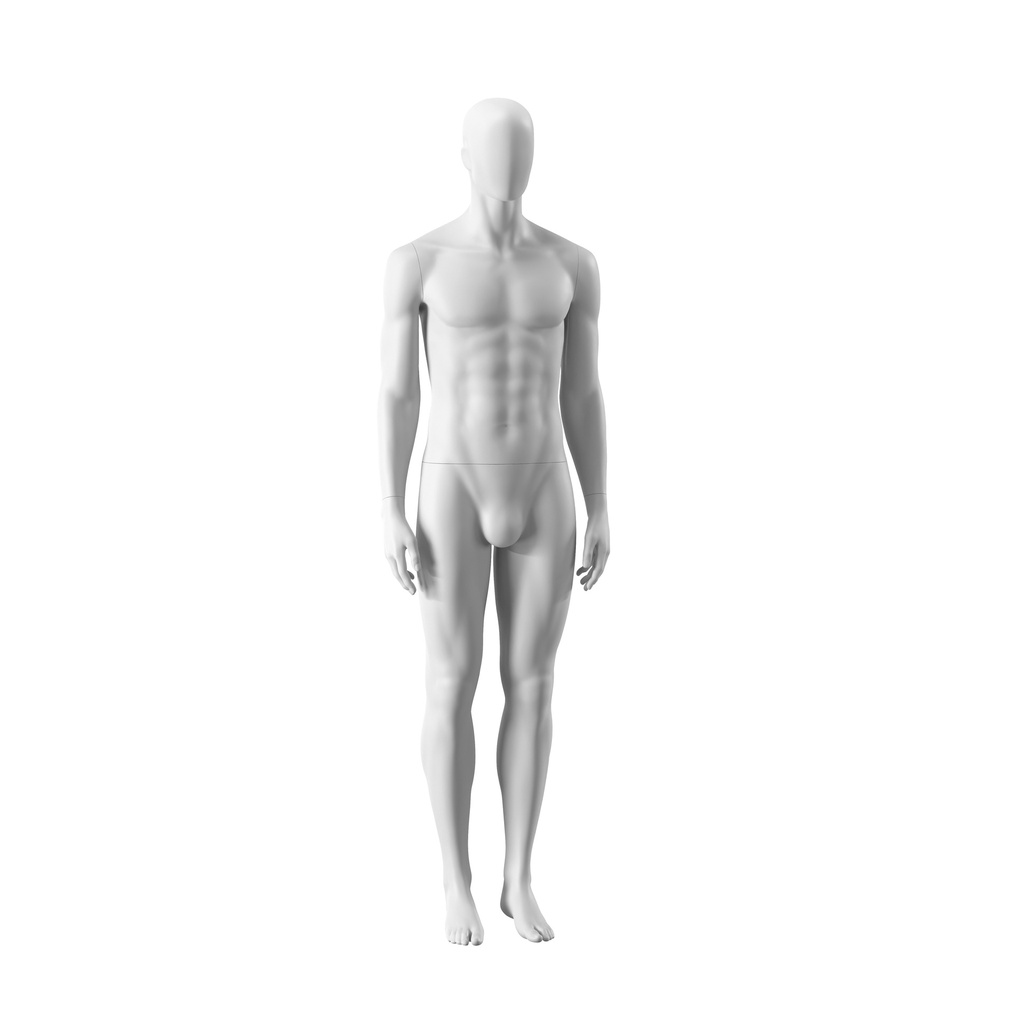 BINK - White abstract male mannequin, with abstract head, white powdercoated base, pose MM102