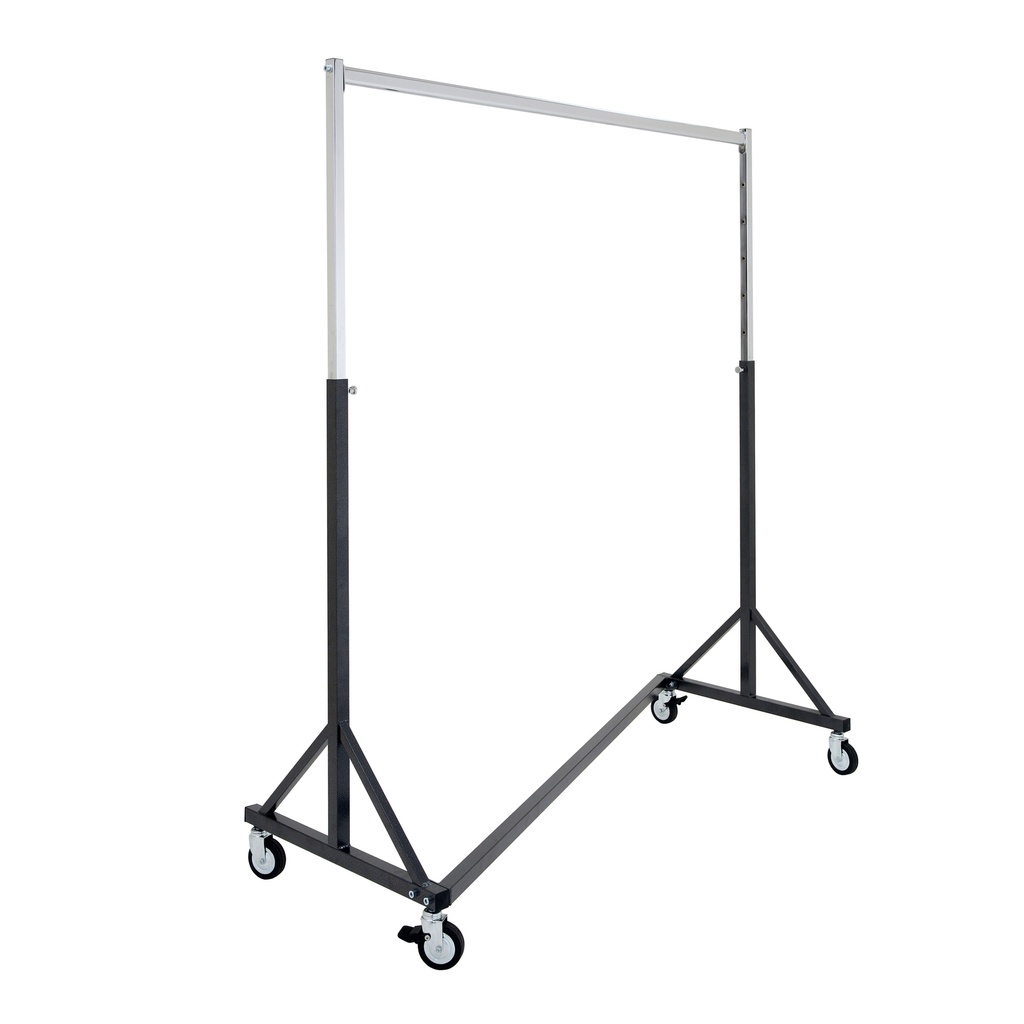 BINK - Rolling garment rack with brake, hammered finish, single rail, height adjustable, 140cm