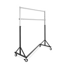 Rolling garment rack with brake, hammered finish, double rail, height adjustable, 140cm