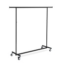 Perchero con ruedas con freno, ajustable en altura, negro, 140cm