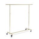 Folding clothes rack, height adjustable bars, 140cm, messing finish, wheels with brakes