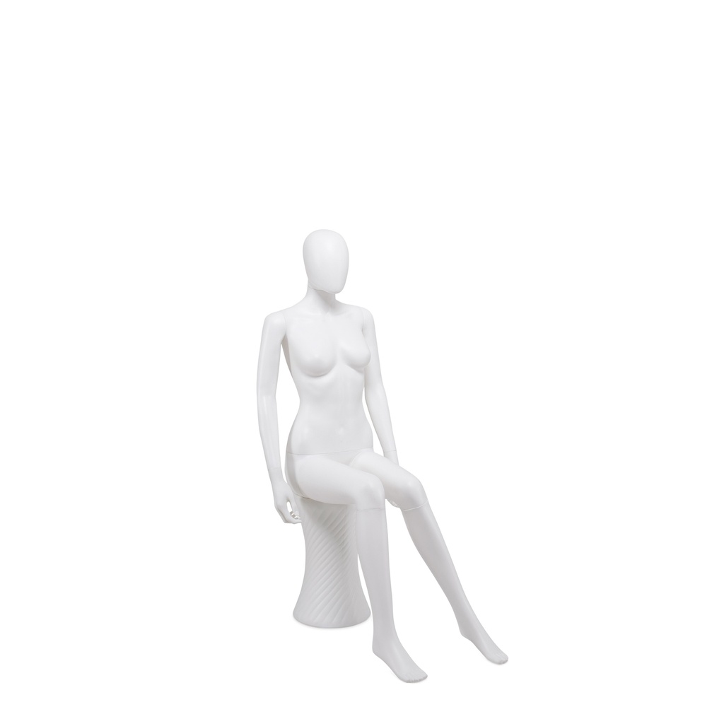 BINK - Cheap mannequin, female, detachable head, white mat colour, sitting pose 03