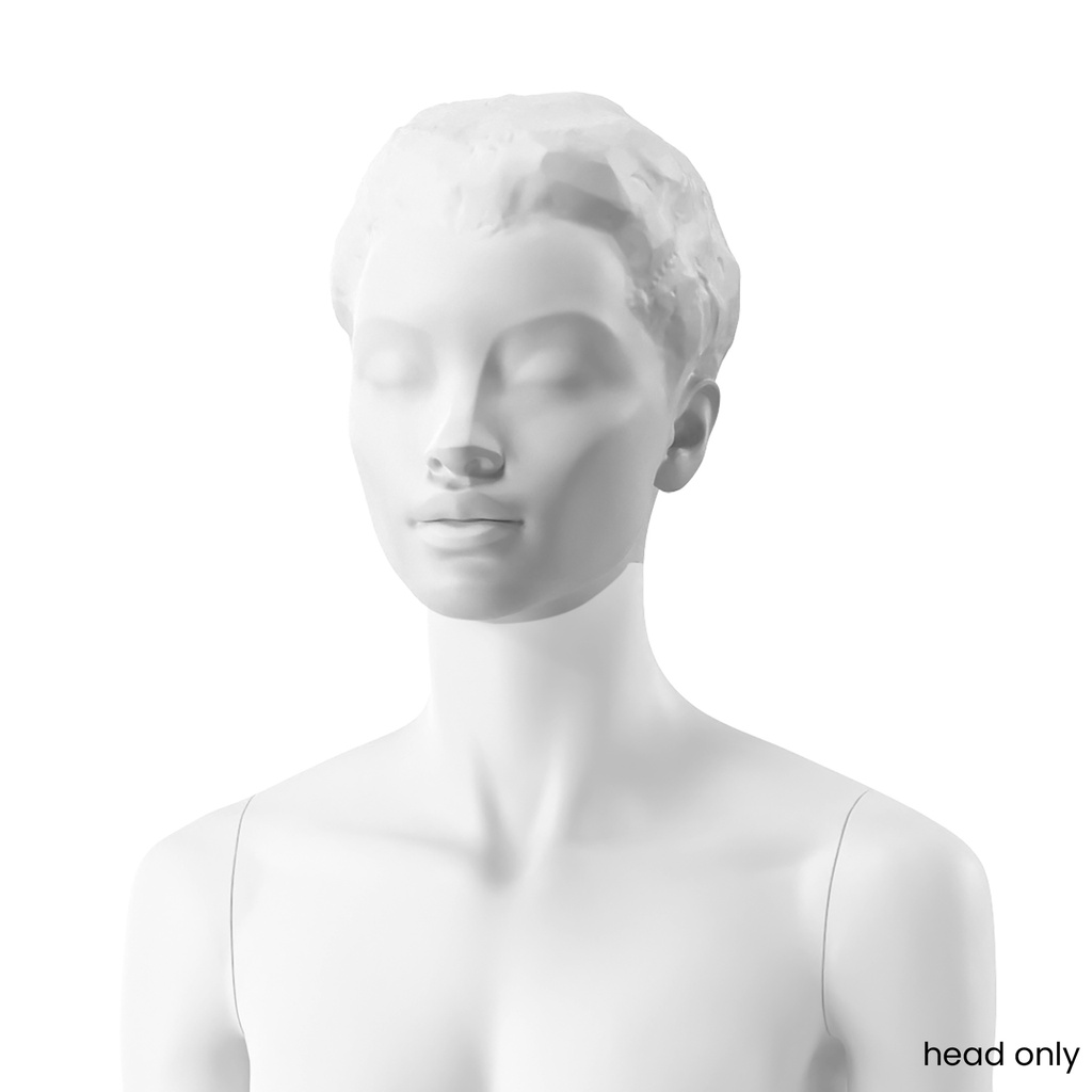 Female african edgy head, bio resin, white mat