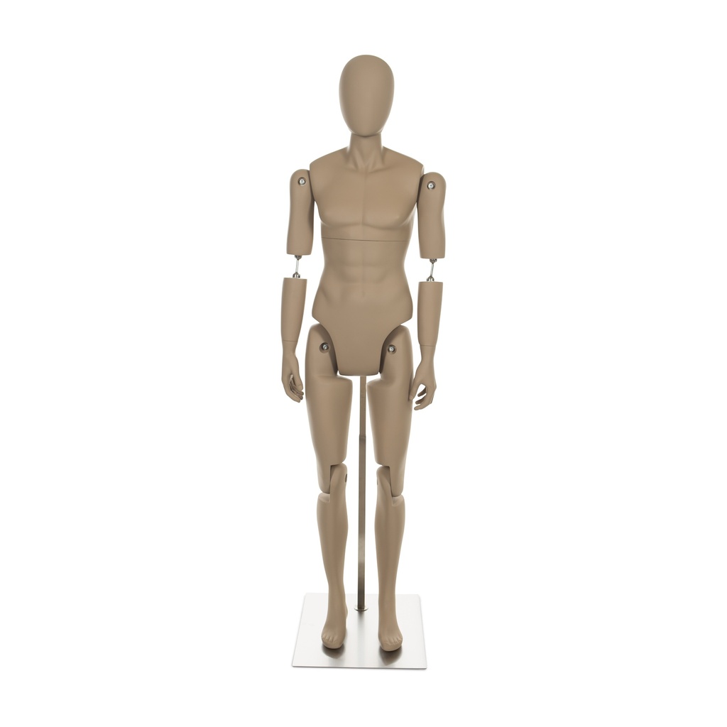 BINK - Museum mannequin, male, abstract head, adjustable, skin color, pose YM32+MH301