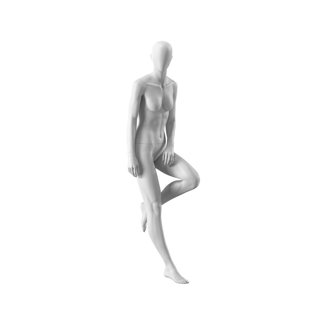 BINK - Realistic mannequin, female, urban style, matt white, seated pose 007