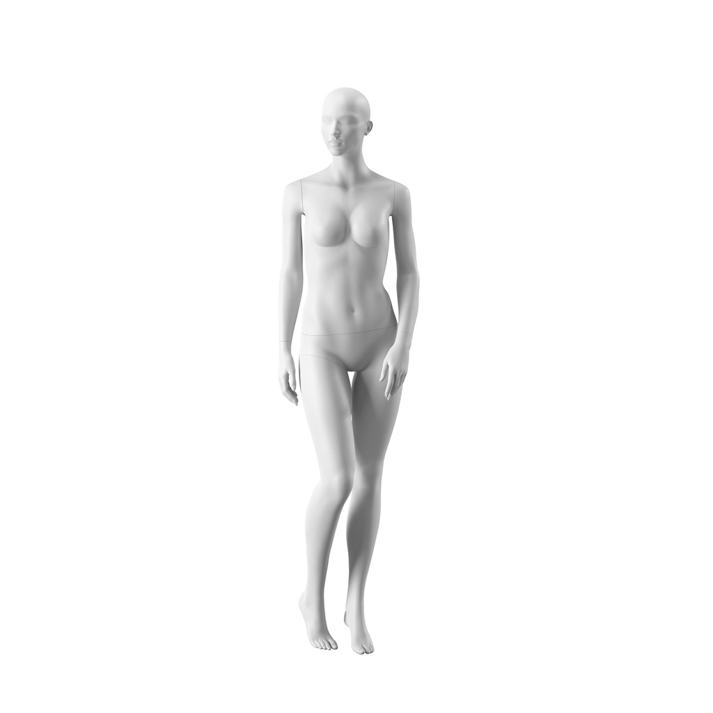 BINK - Mannequin, female, semi-abstract head, size EU38, white matt colour, standing pose 09