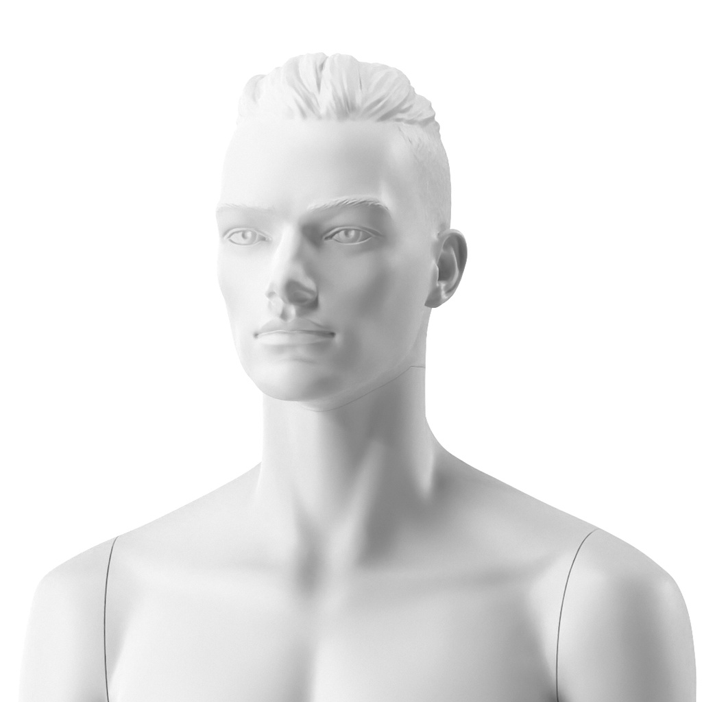For Rent trendy male head, white matt