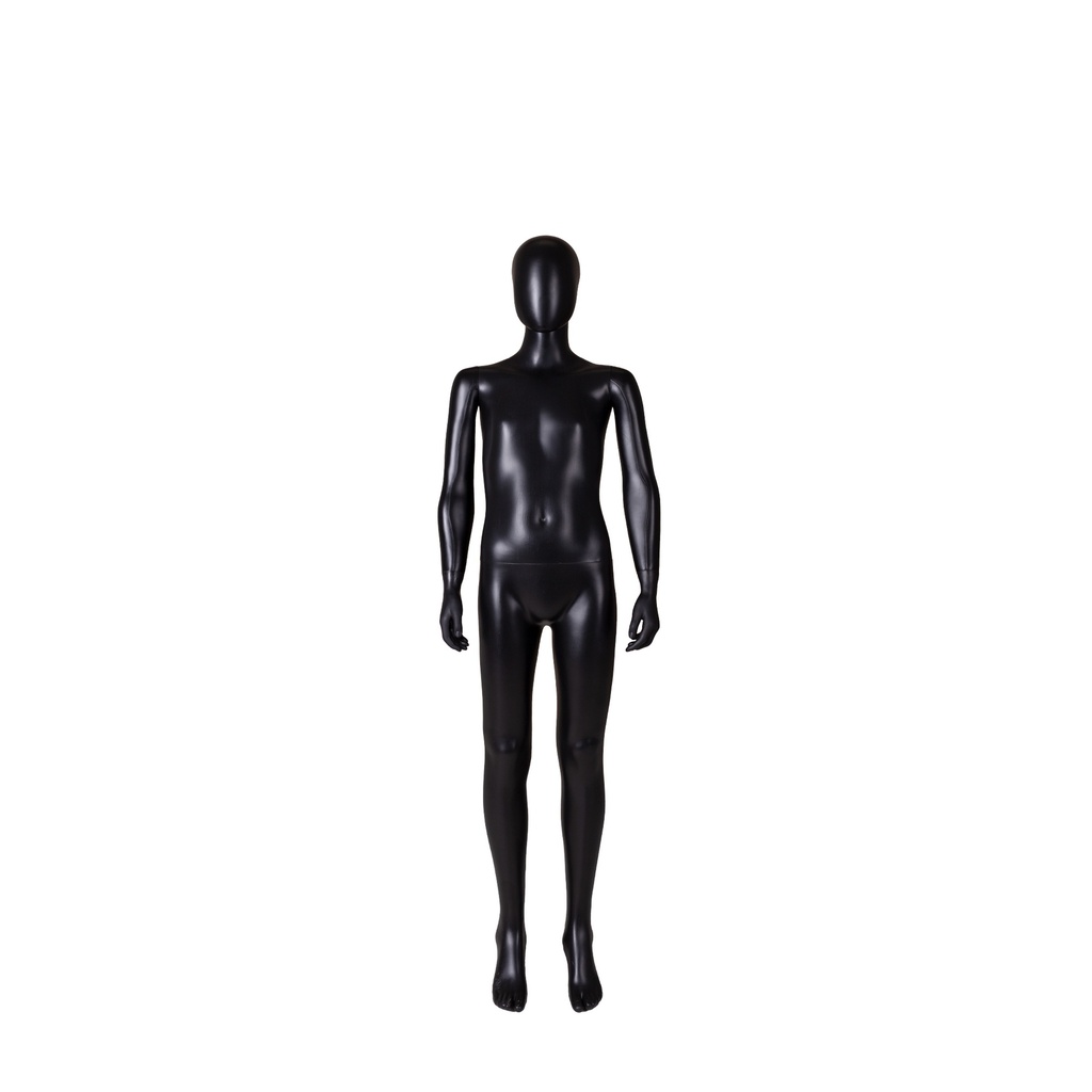 Child mannequin, 12 years, detachable head, black mat colour, standing pose 24