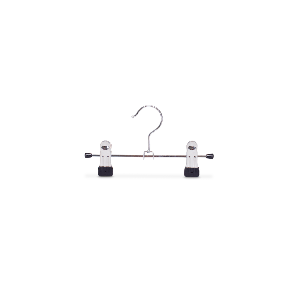 Metal clip clothes hanger, 2 clips, for trousers and skirts, lenght 20 cm, chromed metal - box of 50 pcs.