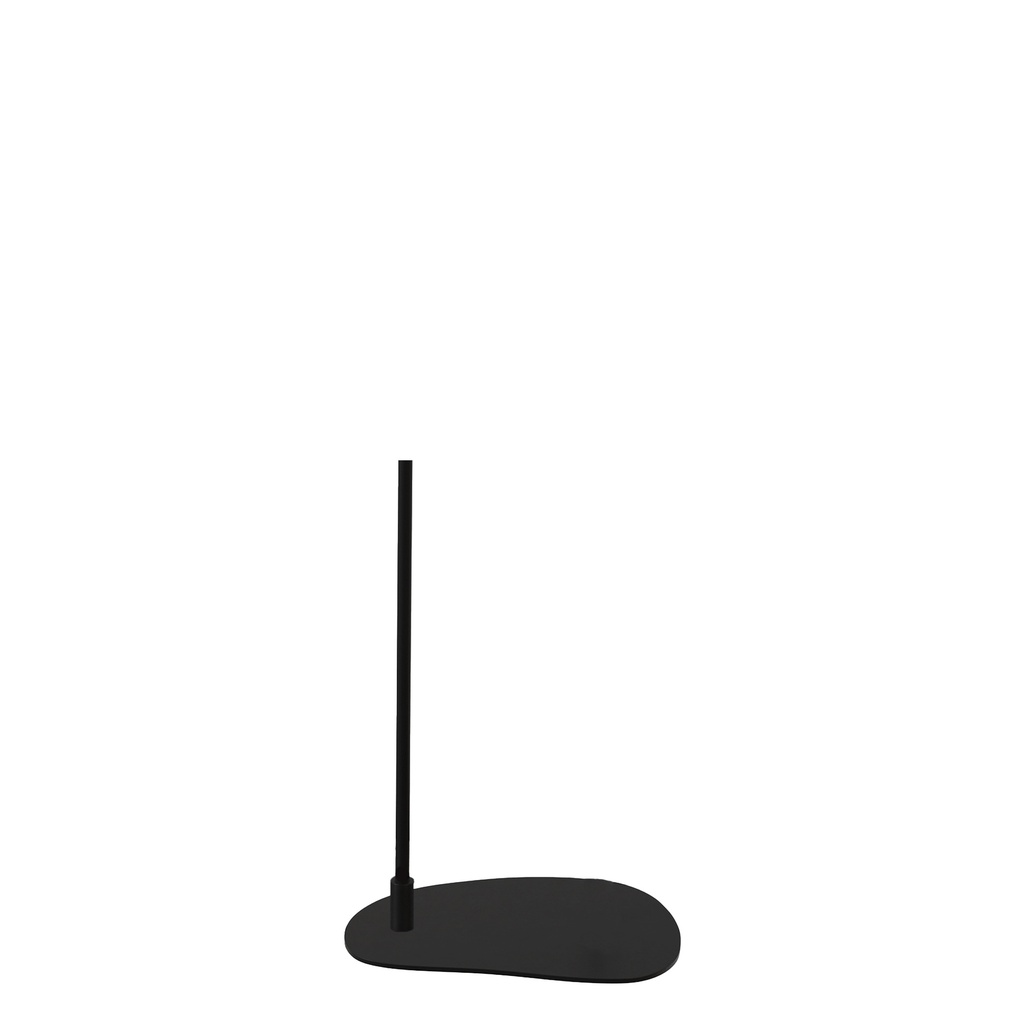 Bust stand with off-centre connection, 55 cm, organic pebble-shaped base plate, powder-coated black