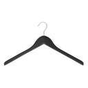 Black clothes hanger for jackets, 5 cm shoulder with, 44 cm, lotus wood, matt black finish, shiny hook - box of 20 pcs