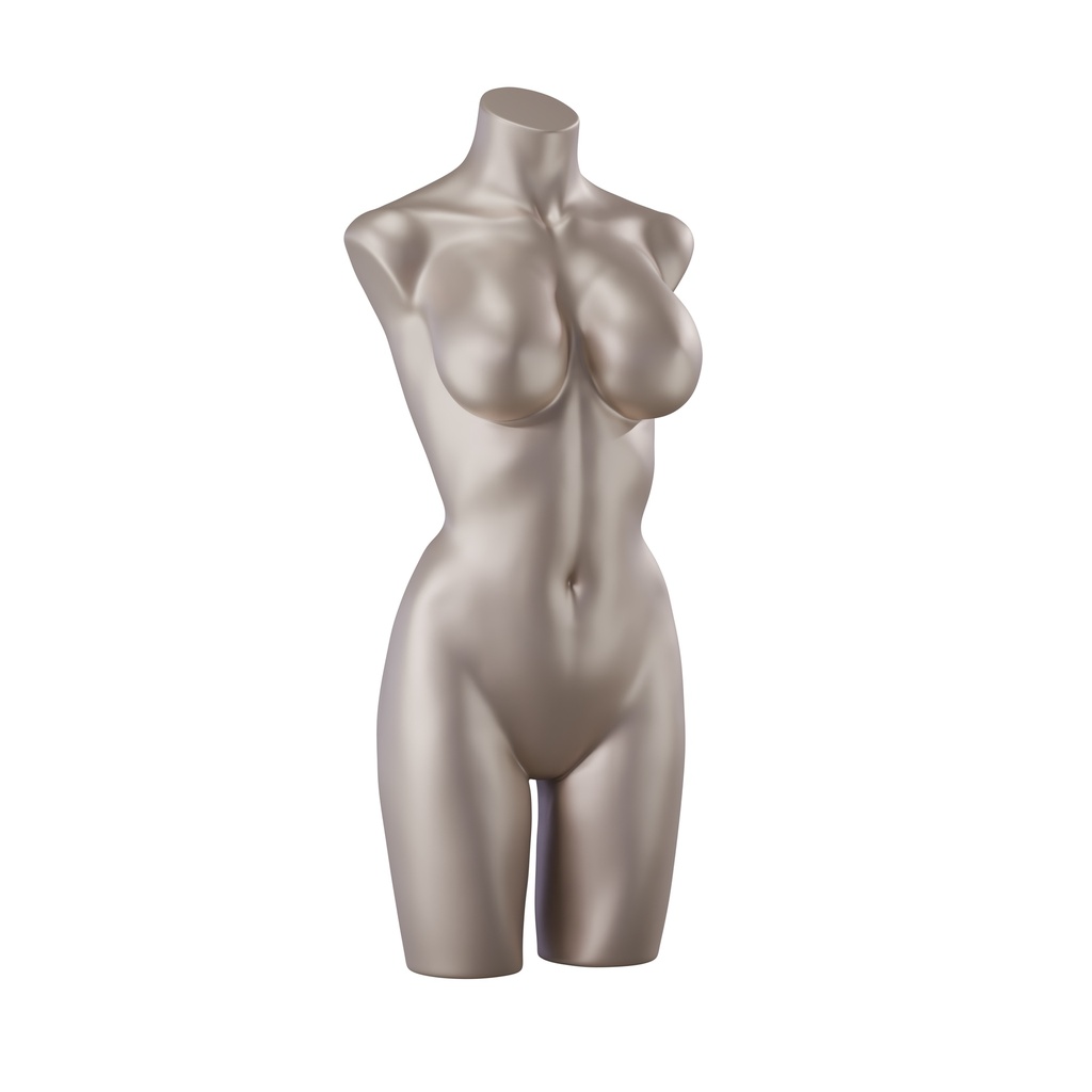BINK - Lingerie torso, female, D-cup, bronze metallic skin color, pose 003