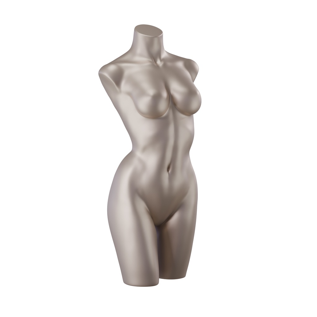 BINK - Lingerie torso, female, C-cup, bronze metallic skin color, pose 004