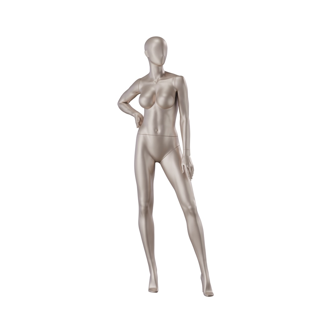 BINK - Underwear mannequin, female, D-cup, bronze metallic skin color mat, standing pose 06D