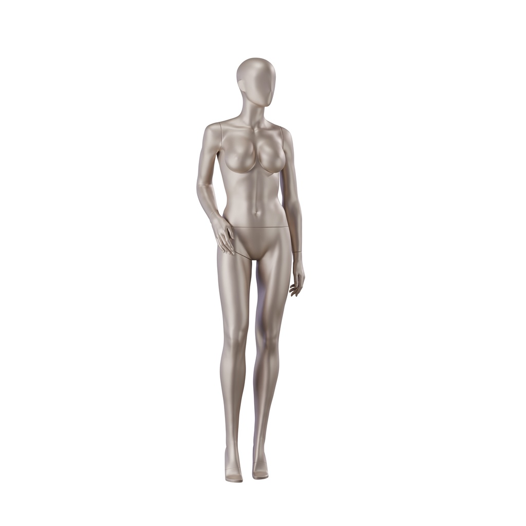 BINK - Underwear mannequin, female, D-cup, bronze metallic skin color mat, standing pose 02D