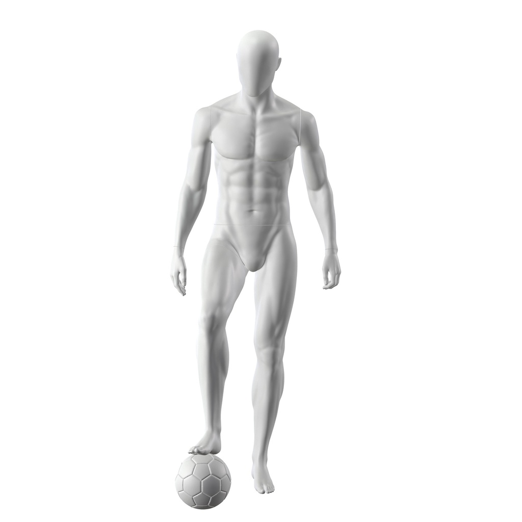 BINK - Soccer sport mannequin, male, grey, abstract head, standing pose 320