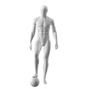 Soccer sport mannequin, male, grey, abstract head, standing pose 320