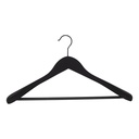 Soft clothes hanger for jackets and with trouser bar, 5 cm shoulder with, 44 cm, black, black hook - box of 30 pcs