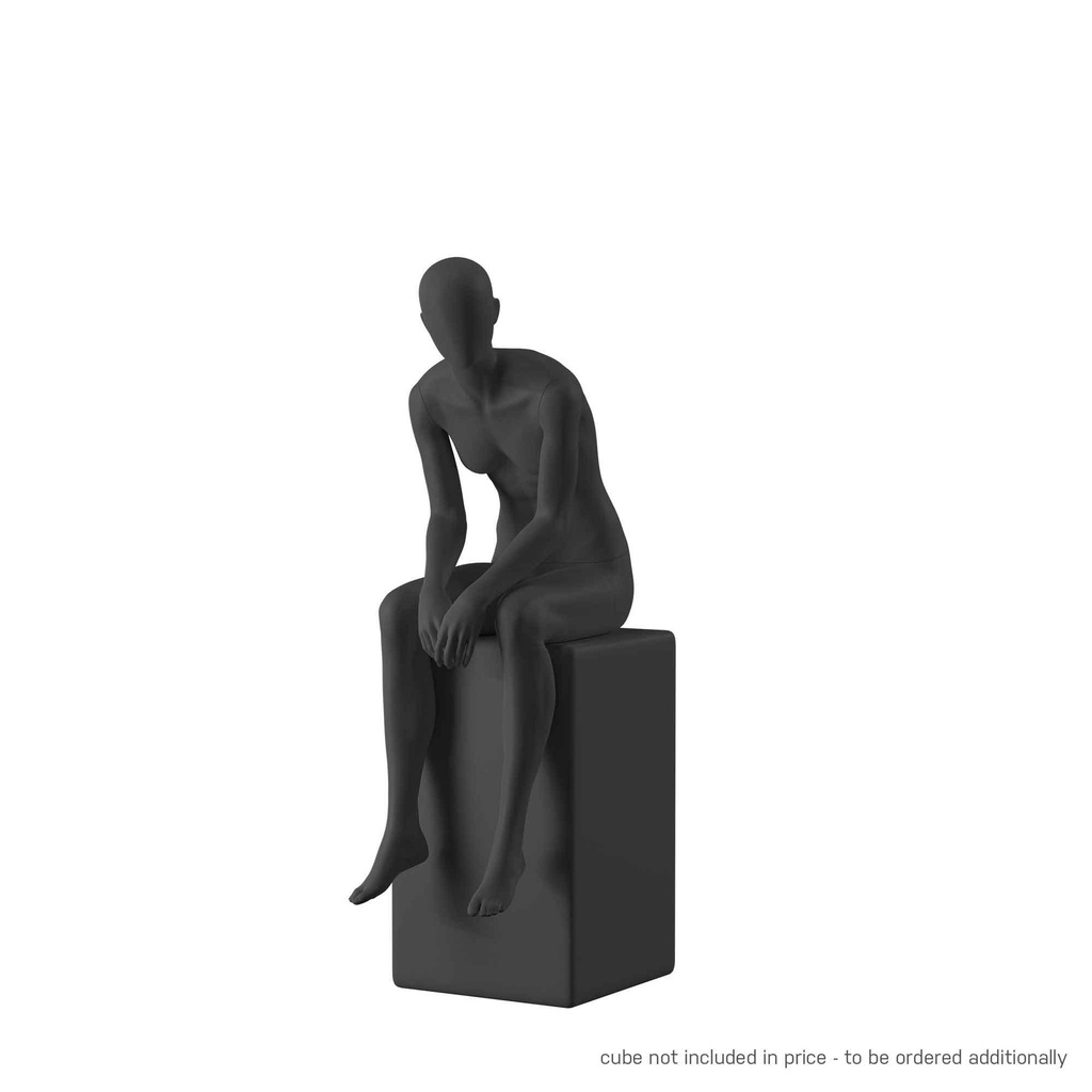 BINK - Black mannequin, female, urban style, abstract head, seated pose 001