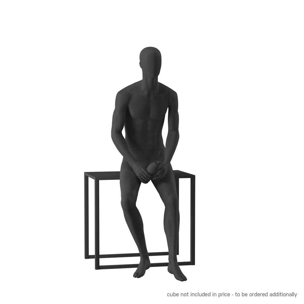 BINK - Black mannequin, male, urban style, abstract head, seated pose 307
