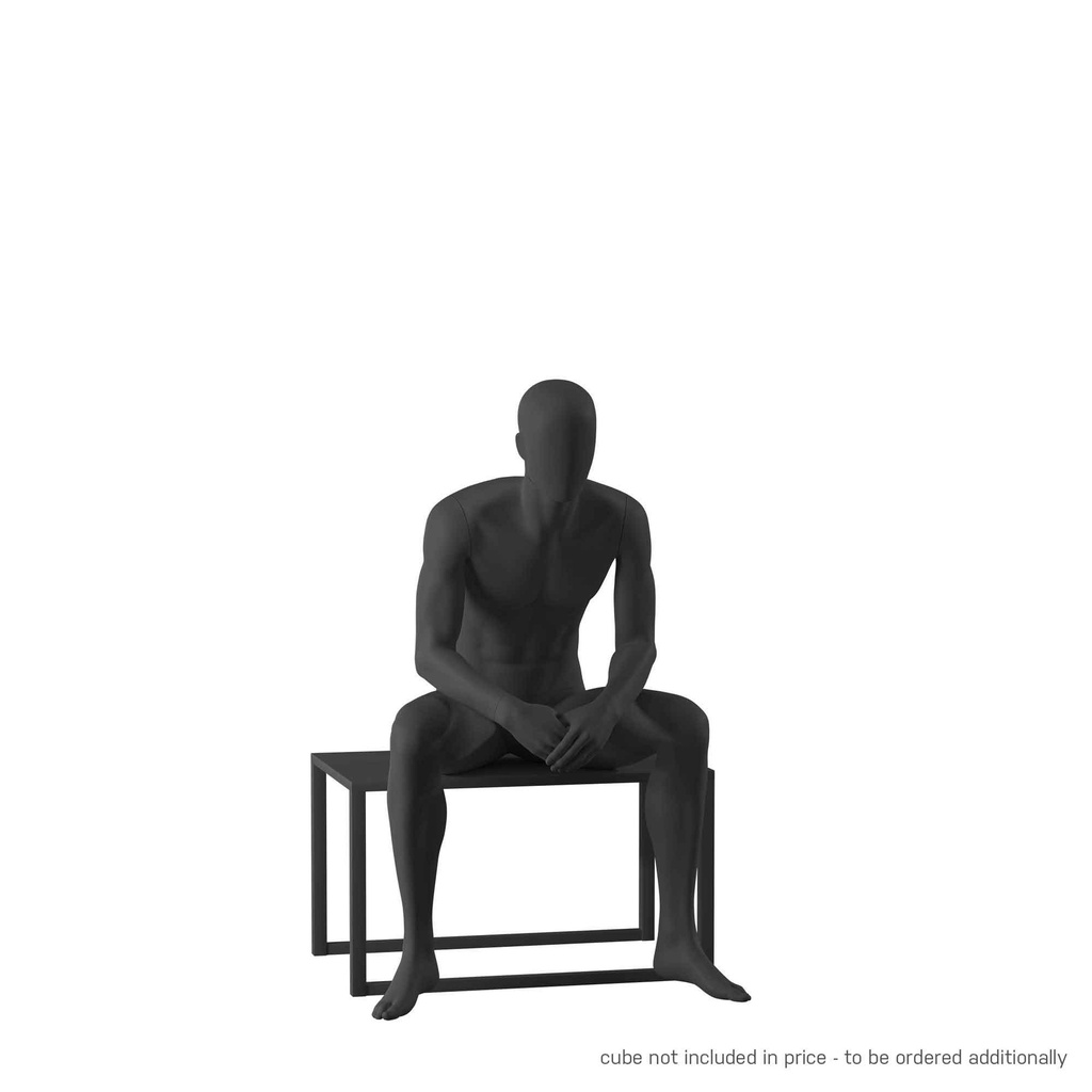 BINK - Black mannequin, male, urban style, abstract head, seated pose 301