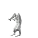 Yoga sport mannequin, male, grey, abstract head, pose 308