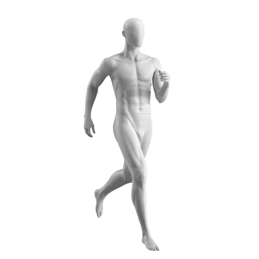 BINK - Running sport mannequin, male, grey, abstract head, standing pose 304
