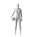 Soccer sport mannequin, female, grey, abstract head, standing pose 16