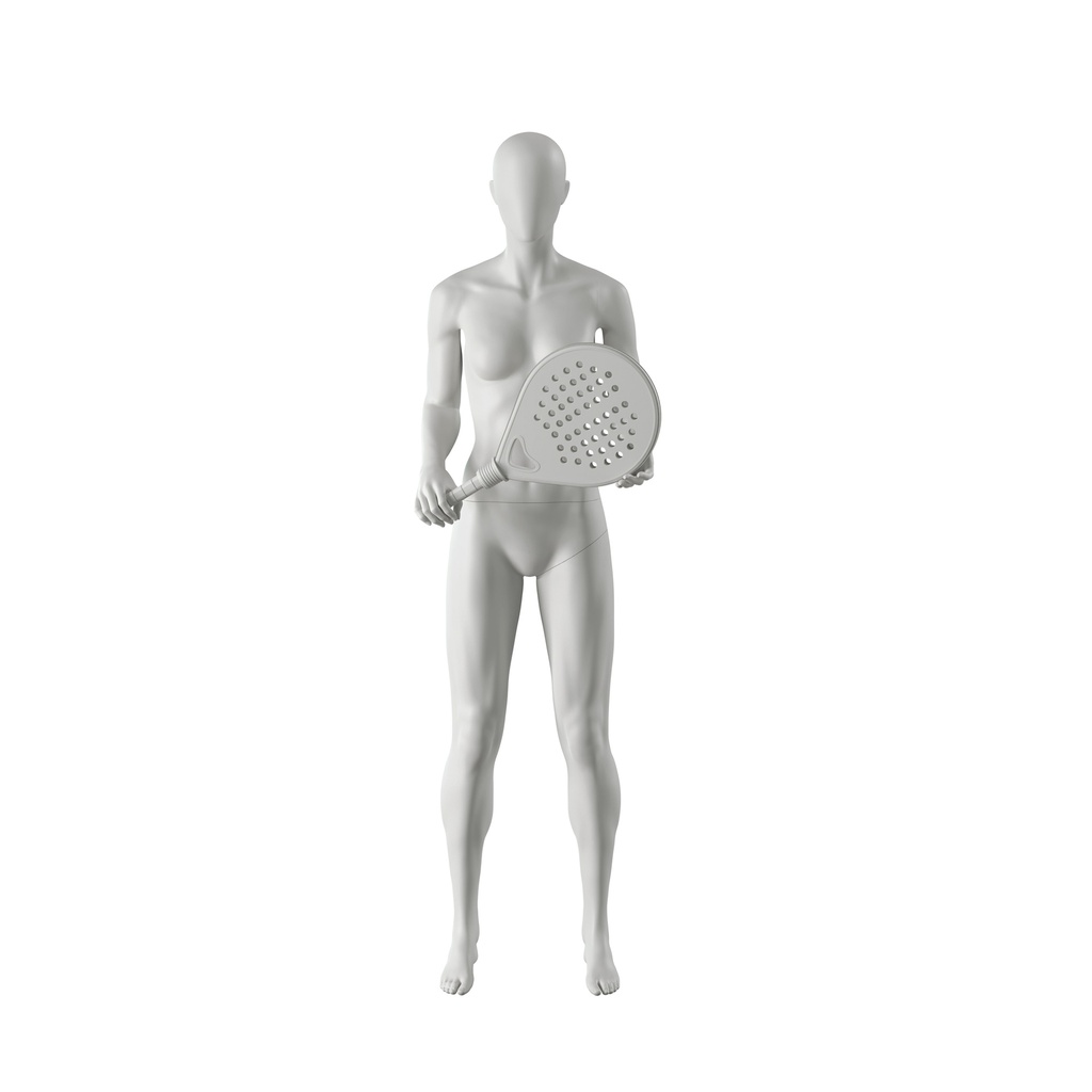 BINK - Tennis mannequin, female, grey, abstract head, standing pose 02