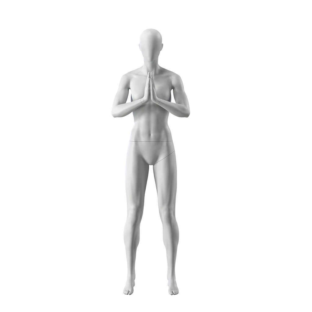 BINK - Yoga sport mannequin, female, grey, abstract head, standing pose 17