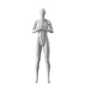 Yoga sport mannequin, female, grey, abstract head, standing pose 17