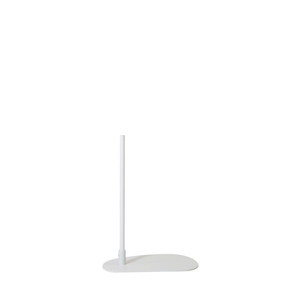 Bust stand with connection out-of-center, 55 cm, organic pebble-shaped base plate, powder-coated white