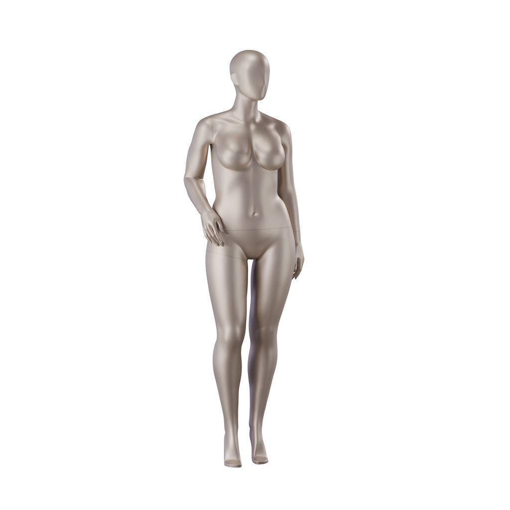 BINK - Underwear mannequin, female, plus size model, D-cup, bronze metallic skin color mat, standing pose 20D