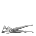 Workout sport mannequin, female, grey, abstract head, lying pose 08