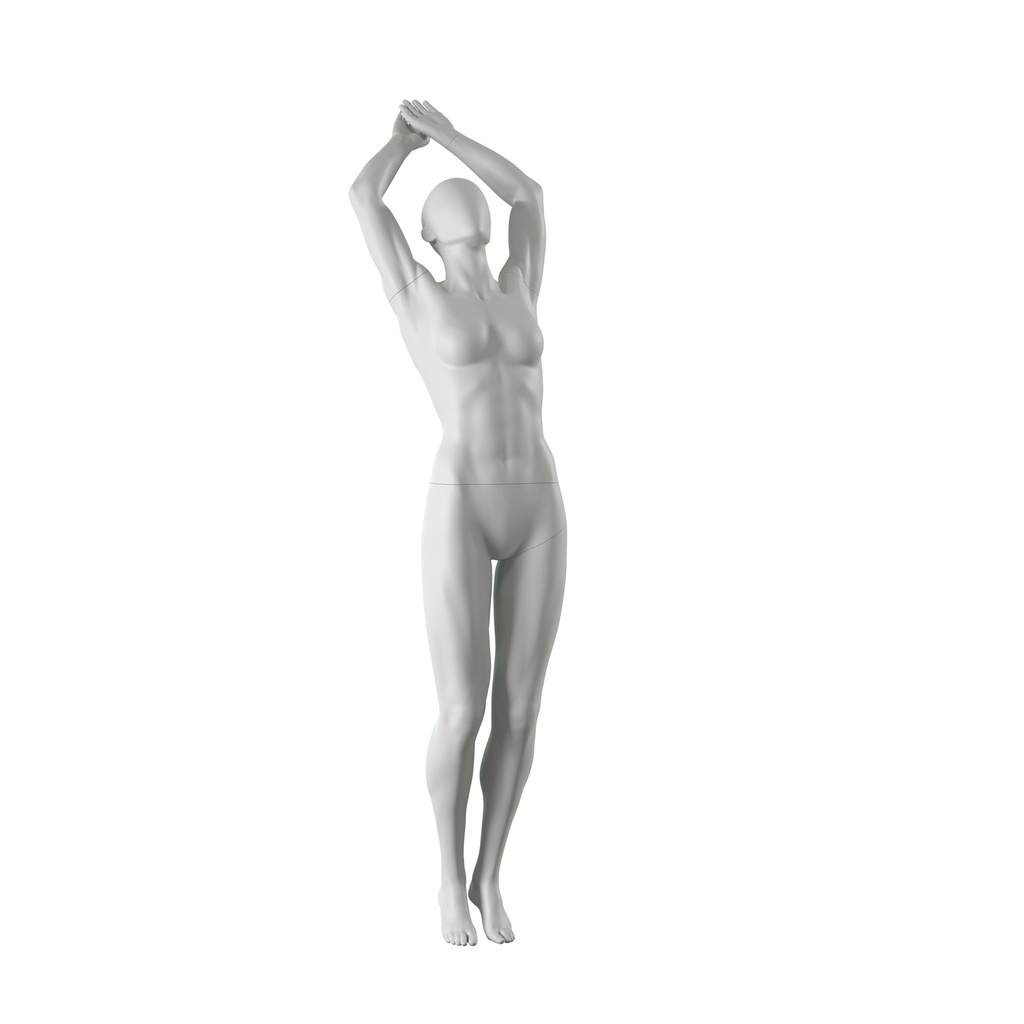 Diving sport mannequin, female, grey, abstract head, standing pose 24