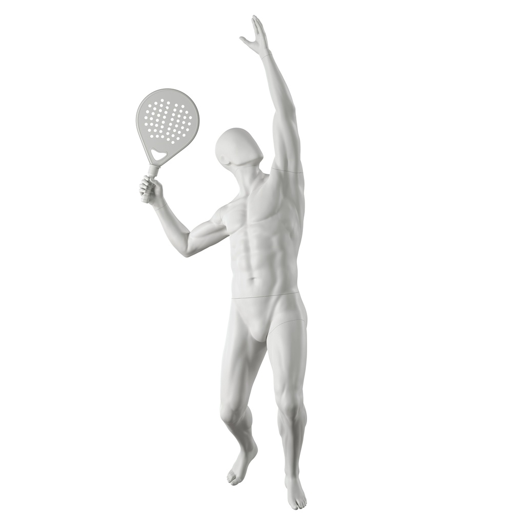 BINK - Tennis / padel sport mannequin, male, grey, abstract head, standing pose 313