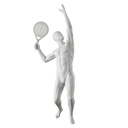 Tennis / padel sport mannequin, male, grey, abstract head, standing pose 313