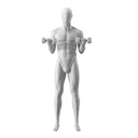 Fitness sport mannequin, male, grey, abstract head, standing pose 319