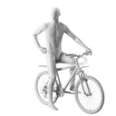 Cycling sport mannequin, male, grey, abstract head, seated pose 331