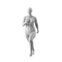 Running plus size sport mannequin, female, grey, abstract head, standing pose 32
