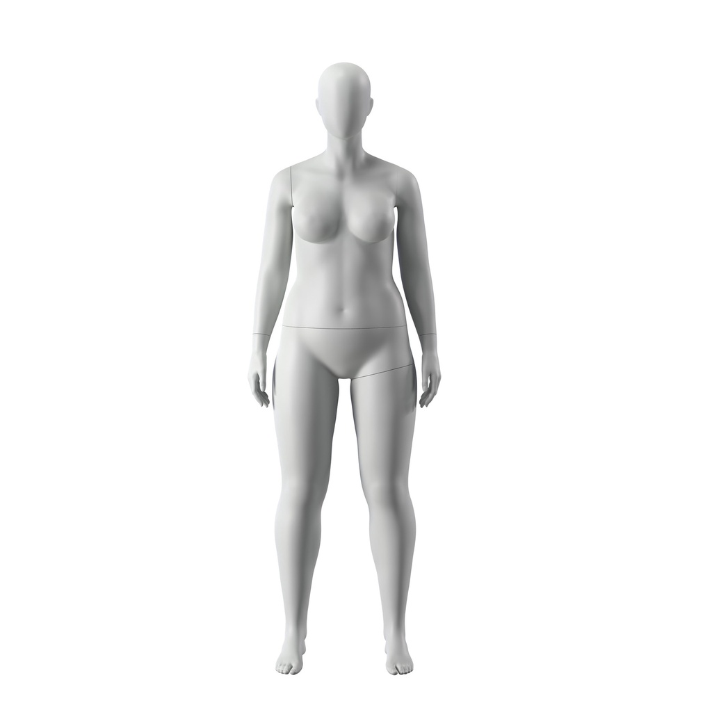 BINK - Plus size sport mannequin, female, grey, abstract head, standing pose 33