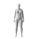 Plus size sport mannequin, female, grey, abstract head, standing pose 33