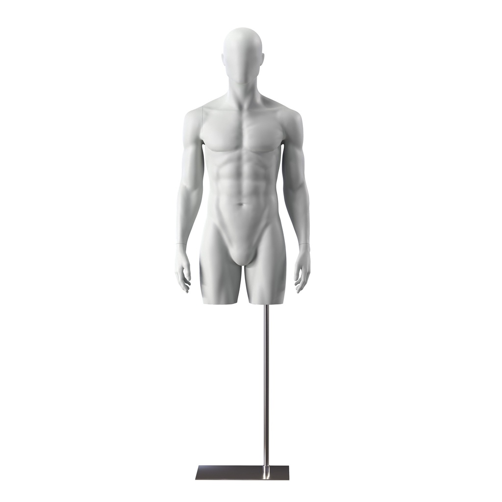 BINK - Sport torso with legs, male, grey, metal base, abstract head, pose 501