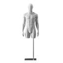 Sport torso with legs, male, grey, metal base, abstract head, pose 501