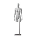 Sport torso with legs, female, grey, metal base, abstract head, pose 201