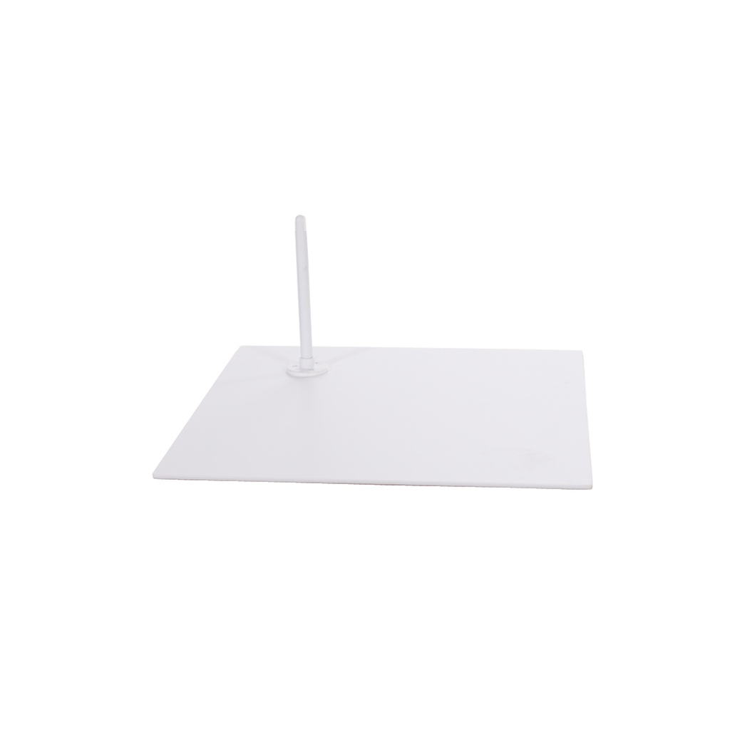Square adult mannequin base in warm white powdercoated steel, footpin included