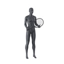 Tennis sport female mannequin, graphite grey, stylized head, standing pose 02