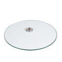 Round tempered glass base, dia 42 cm, M12 connector in chromed steel