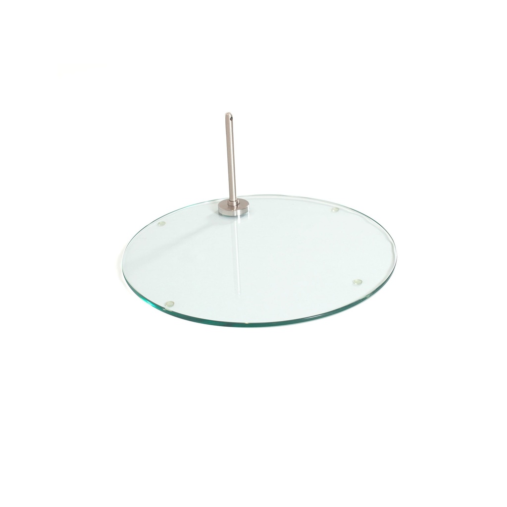 BINK - Glass base child mannequin, round dia 30 cm with footpin in chrome