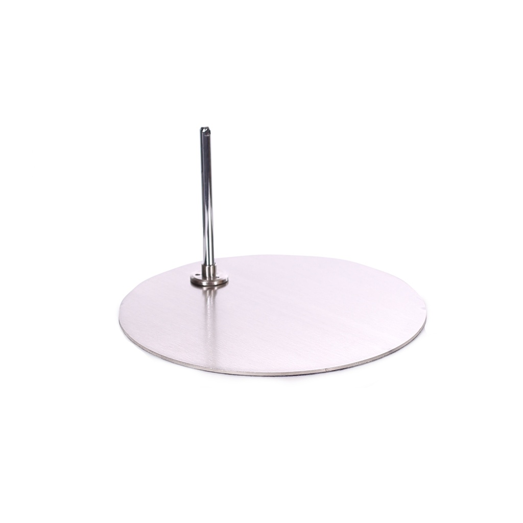 Round Child Mannequin base in brushed stainless steel with footpin